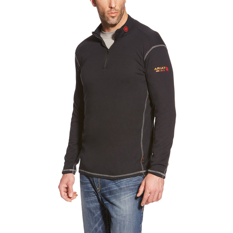 Ariat Work: FR Polartec 1/4 Zip Top Hombre - Negras (MZOUQ4721)